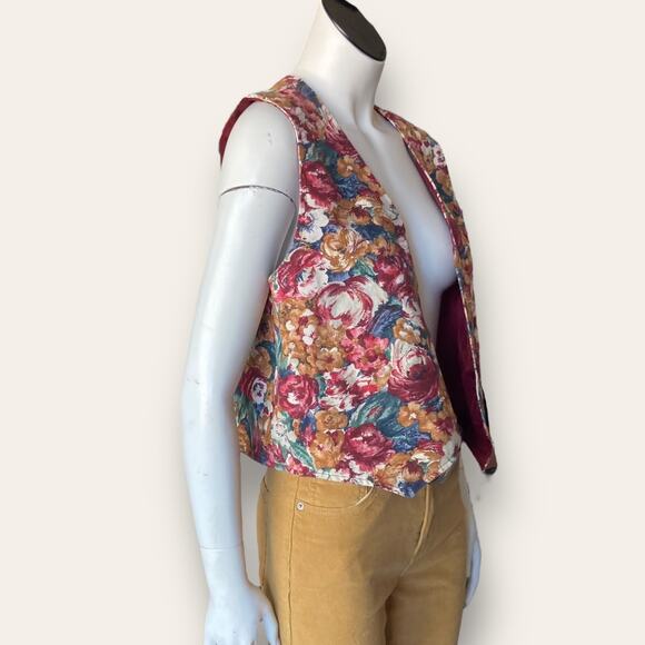 90s floral print vest size large - Picture 3 of 7